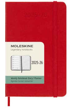 agenda 2025-2026 18 meses semanal pocket rojo escarlata tapa dura moleskine-8056999275457