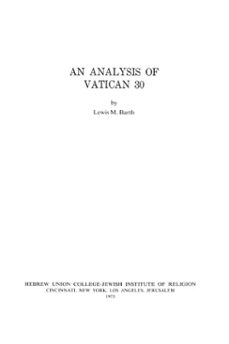 an analysis of vatican 30 (ebook)-lewis m. barth-9780878201327