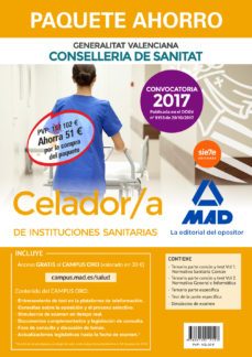 paquete ahorro celador/a de instituciones sanitarias de la consel leria de sanitat de la generalitat valenciana (incluye temario comun y test vol. 1 y 2; temario especifico; test especifico; simulacros-9788414212127