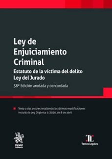 ley de enjuiciamiento criminal (38ª ed.)-juan montero aroca-juan luis gomez colomer-9791370408527