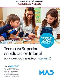 tecnico superior en educacion infantil de la administracion de la comunidad de castilla y leon. temario materias especificas 2-9788414290347