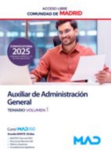 auxiliar de administracion general (acceso libre). comunidad auto noma de madrid. temario volumen 1-9788414295847