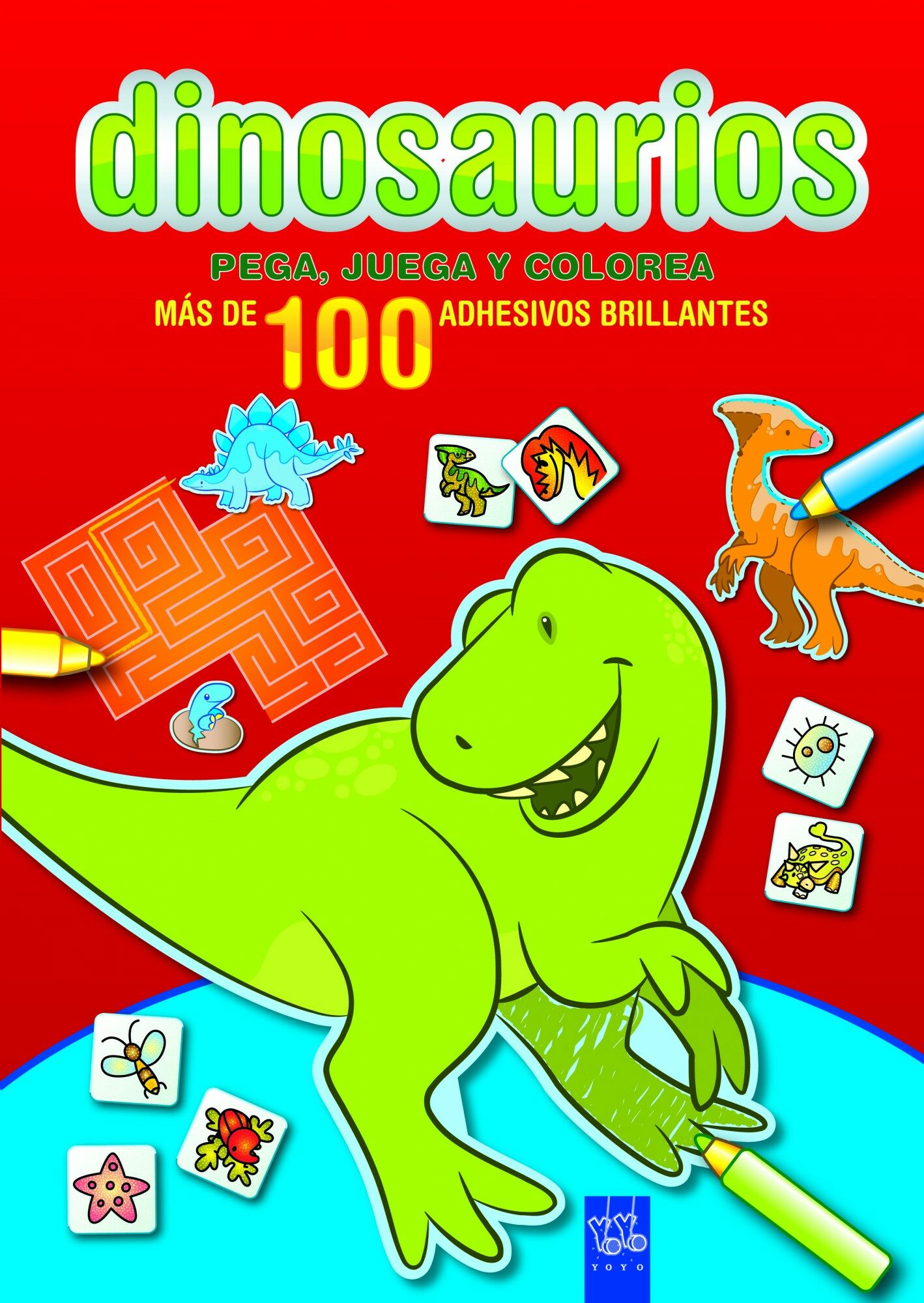 Dinosaurios: Pega, Juega Y Colorea: Rojo por Yoyo