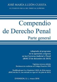 Portada de COMPENDIO DE DERECHO PENAL: PARTE GENERAL (23ª ED.)