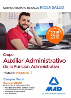 Portada de GRUPO AUXILIAR ADMINISTRATIVO DE LA FUNCION ADMINISTRATIVA DEL SERRVICIO RIOJANO: TEMARIO